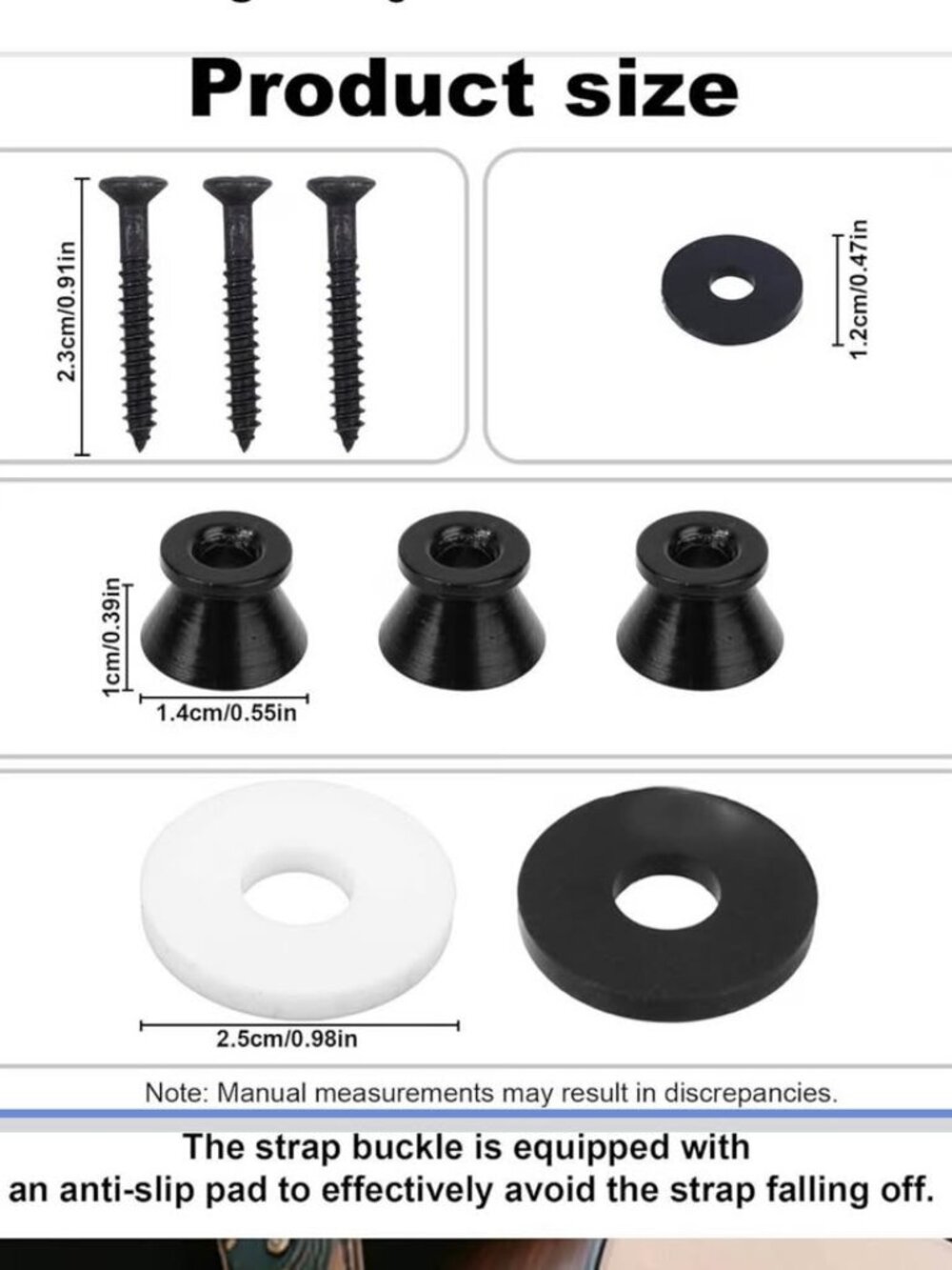 6 Pcs Guitar Strap Button Locks with Anti-Slip Washers & Screws,